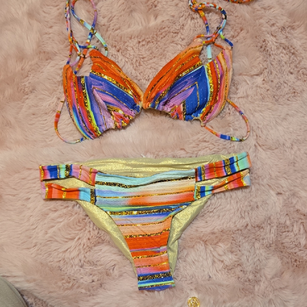 Luli Fama Multicolor Striped Bikini